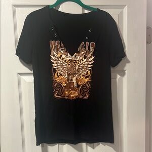 Black Graphic Tee with Tiger Design